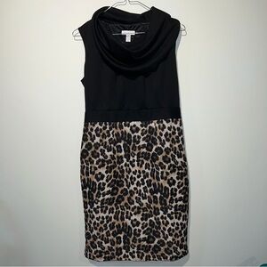 Charter Club Black and Leopard Print Dress
